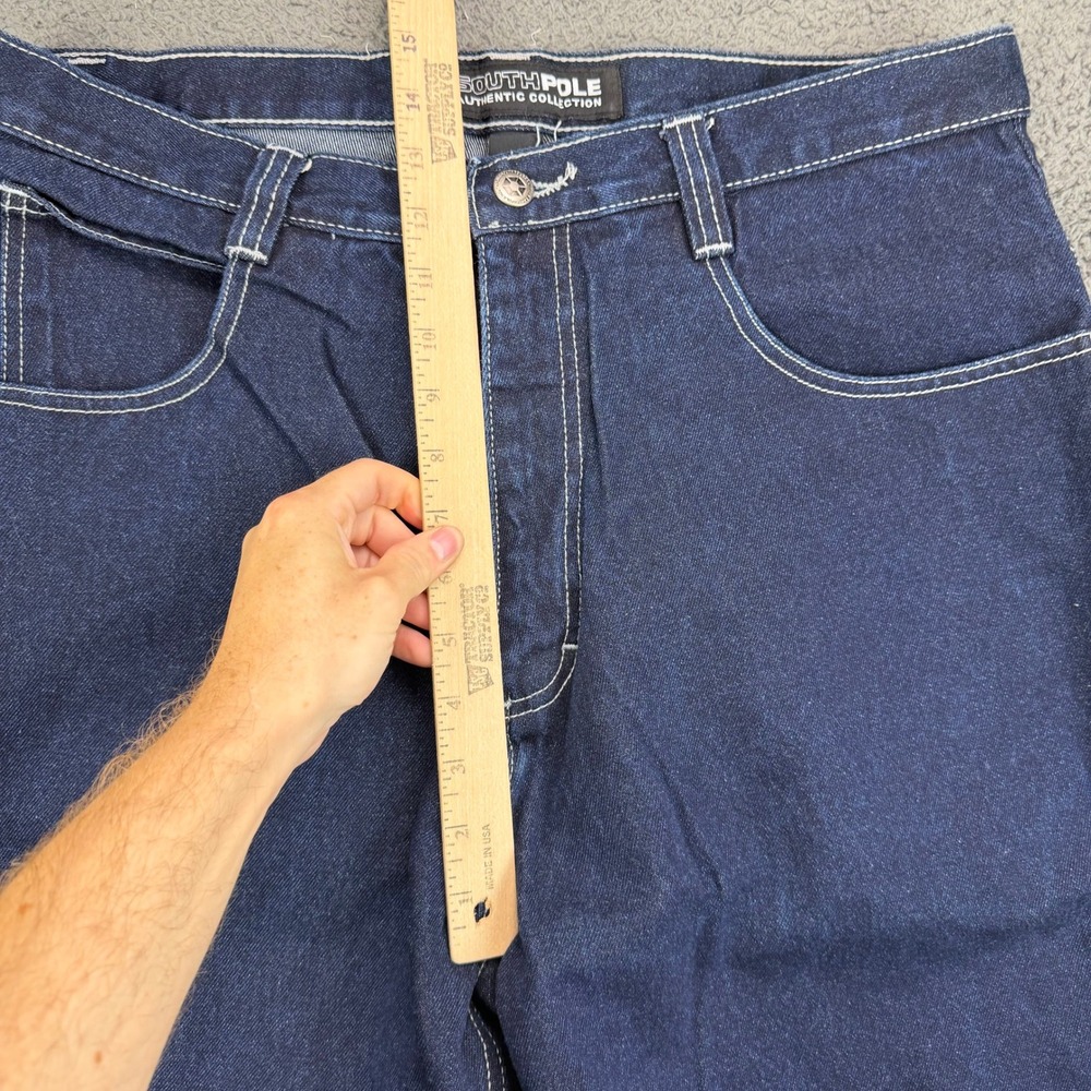 Southpole Authentic Collection Mens 36 Baggy Wide Leg Indigo Denim Jeans Y2K - Picture 4 of 8